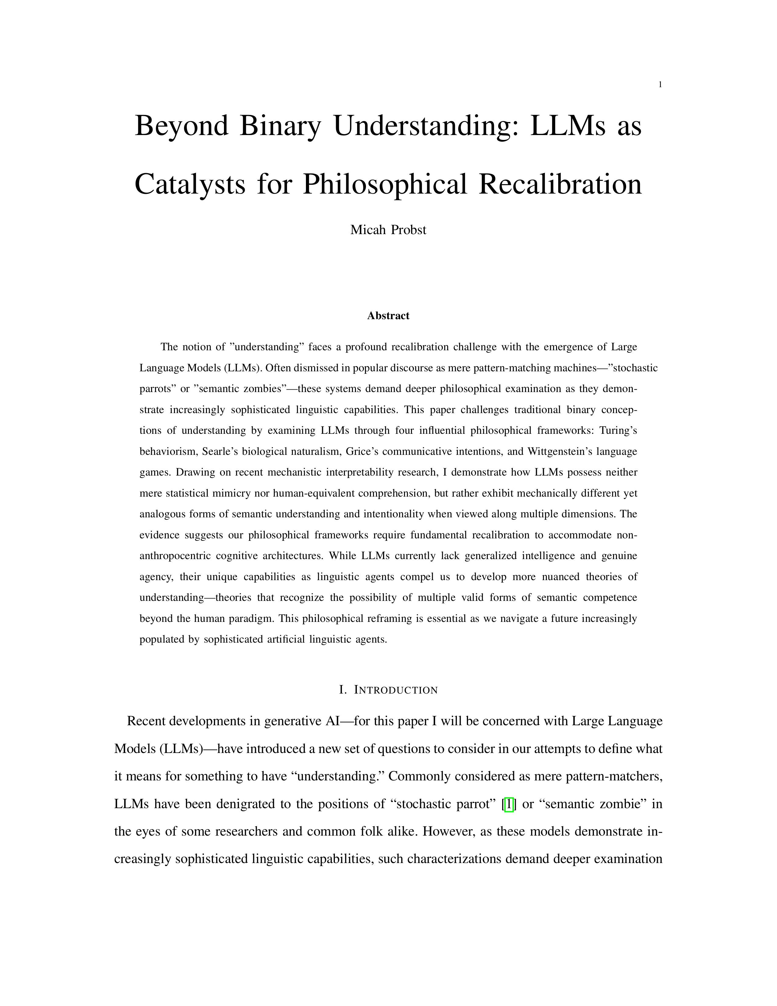 Beyond Binary Understanding - First Page