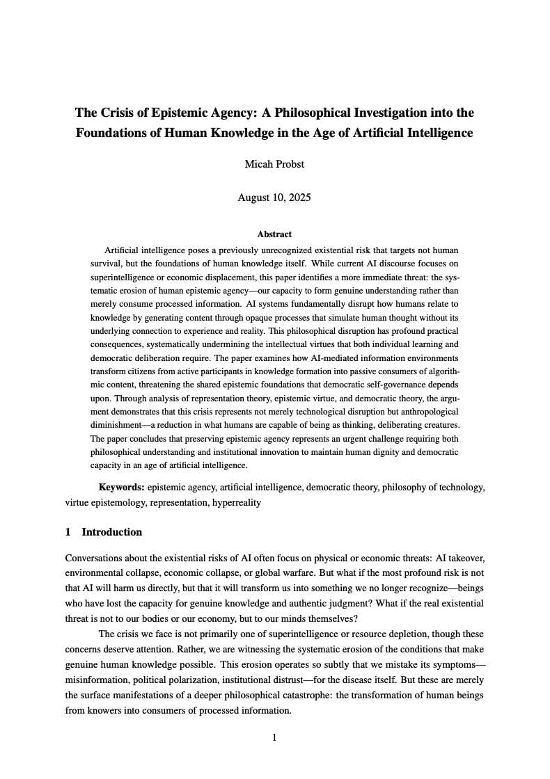 The Crisis of Epistemic Agency - First Page